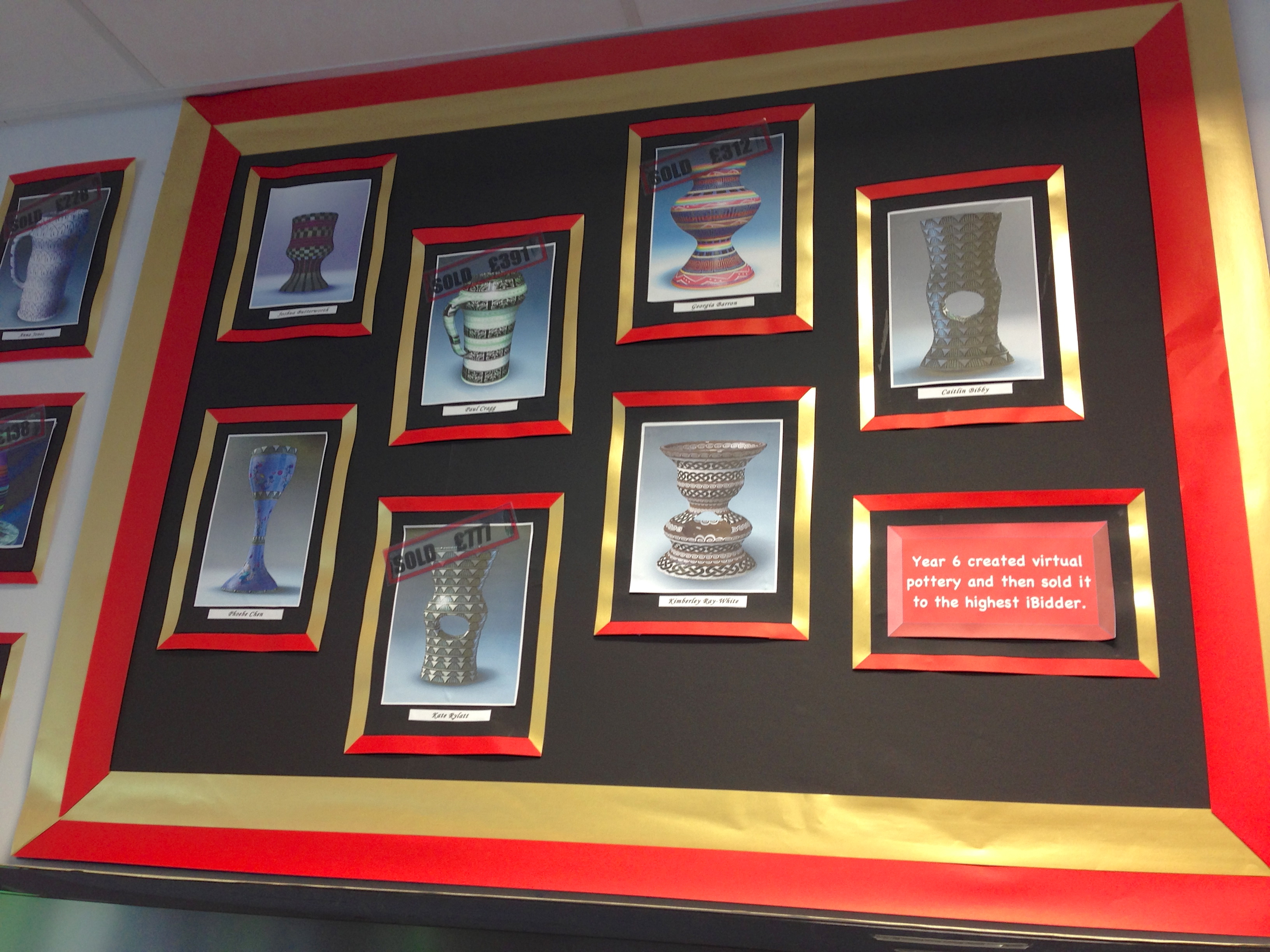 Pottery artwork display from Bewsey Lodge Primary